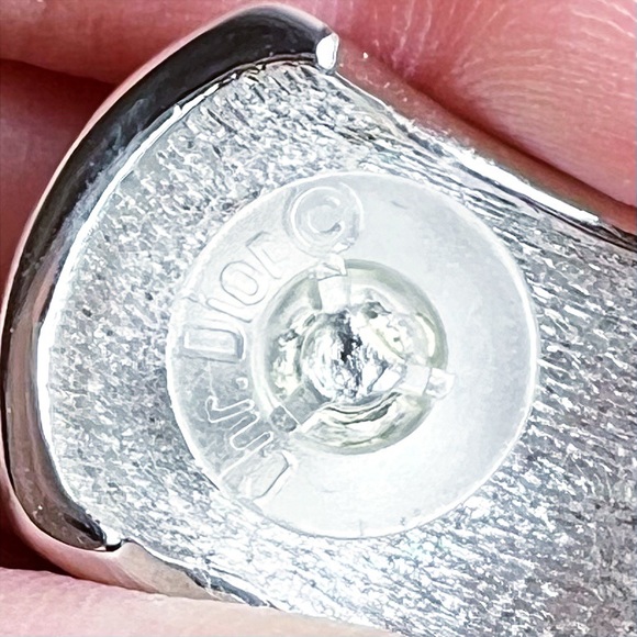 Christian Dior LARGE Pave Crystal Half Hoop Clip-On Earrings - Picture 7 of 8